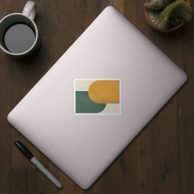 Half Circle Colorblock - Gold Green by moonlightprint